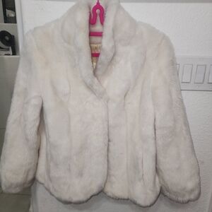 Luxurious White Faux Fur Coat - Women's Jacket